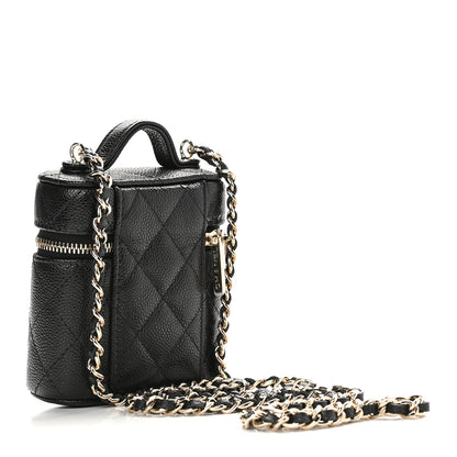 Chanel Caviar Quilted Small Handle With Care Vanity Case With Chain Black 2 of 8