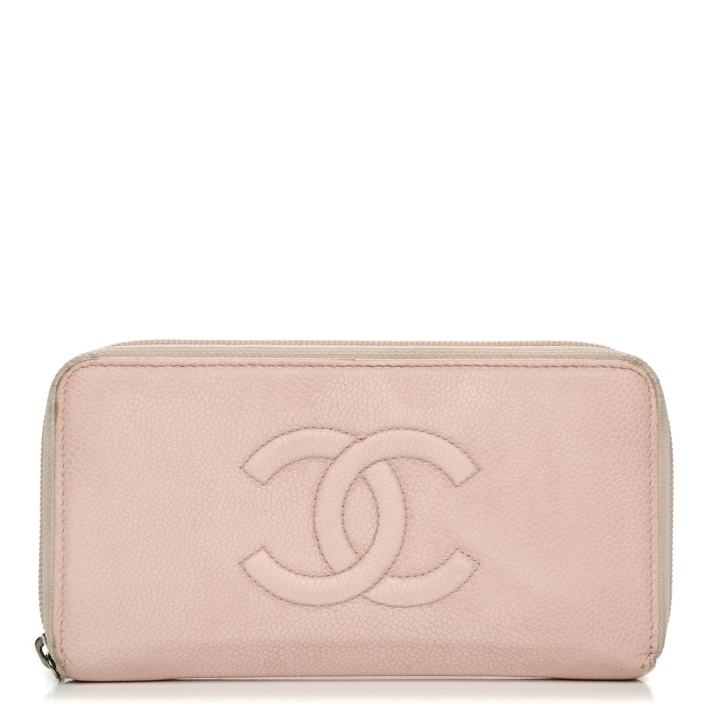 Caviar Large Timeless CC Zip Around Wallet Light Pink