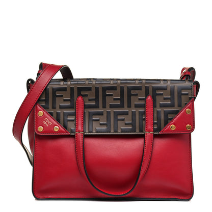 Fendi Vitello Grace Bi-Color FF 1974 Embossed Flip Tote Fragola Maya Black 1 of 9