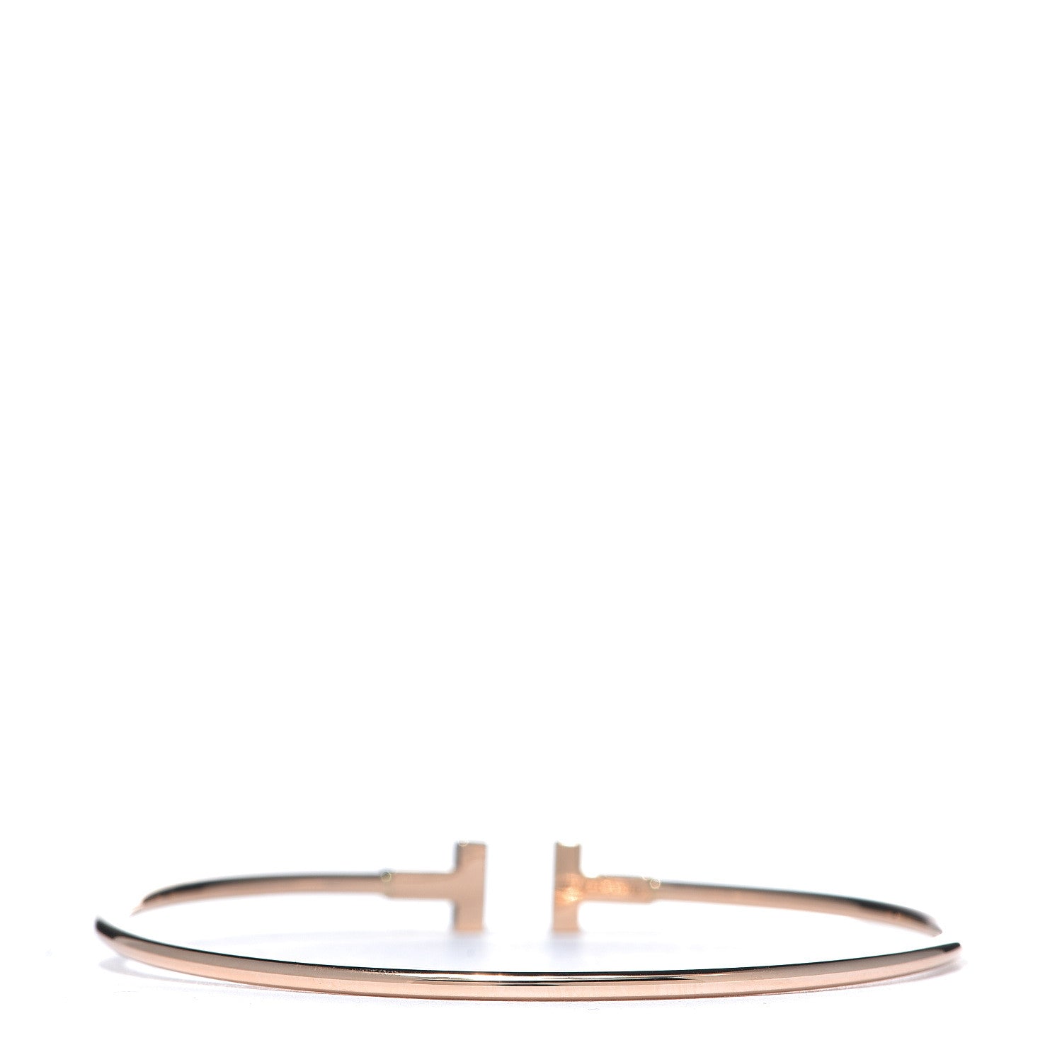 Tiffany 18K Rose Gold Narrow T Wire Bracelet 3 of 4