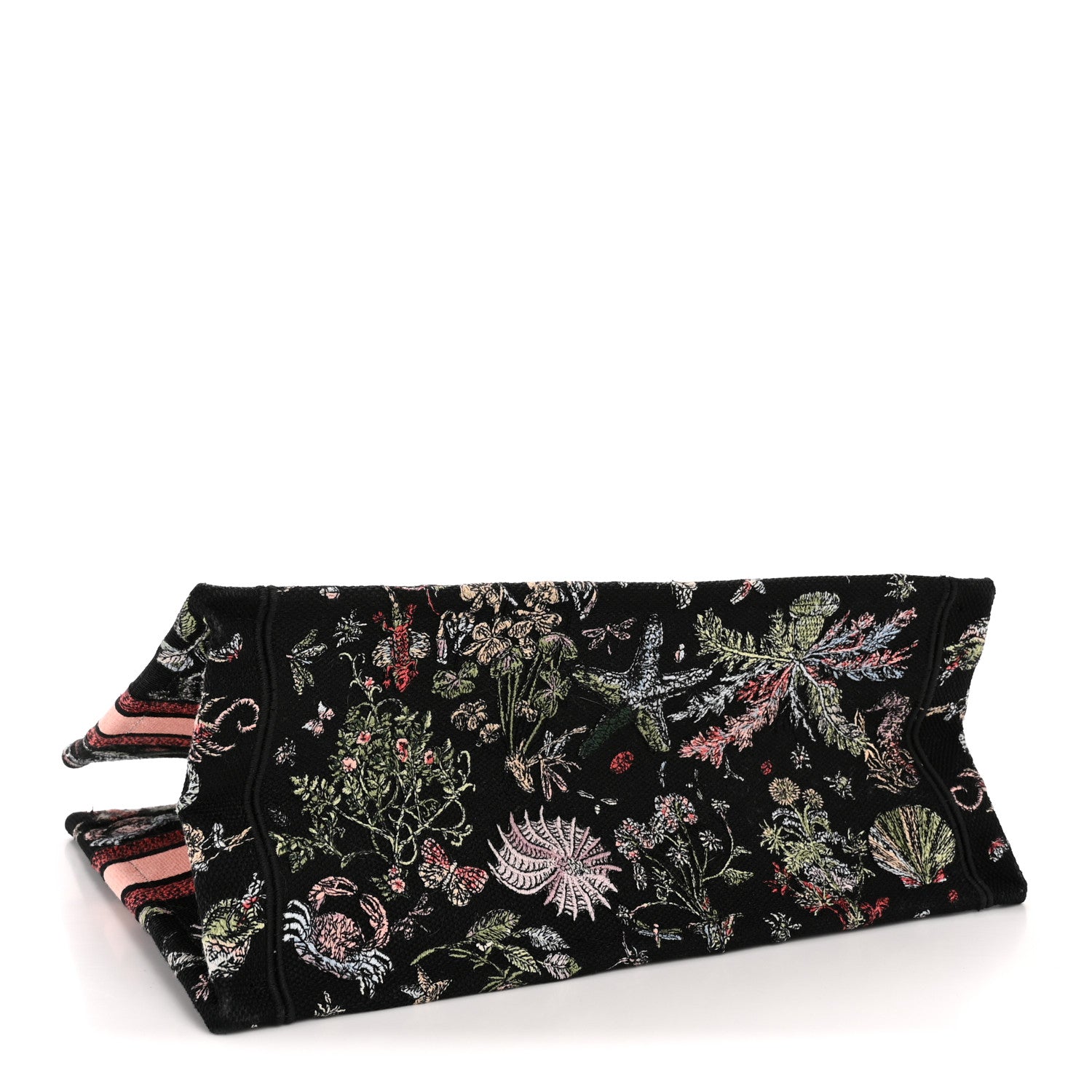 Christian Dior Canvas Embroidered Medium Cabinet De Curiosites Book Tote Black Multicolor 4 of 10