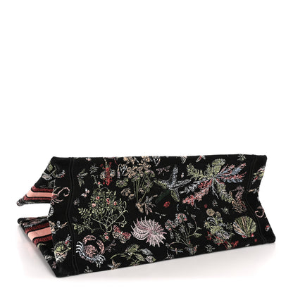 Christian Dior Canvas Embroidered Medium Cabinet De Curiosites Book Tote Black Multicolor 4 of 10