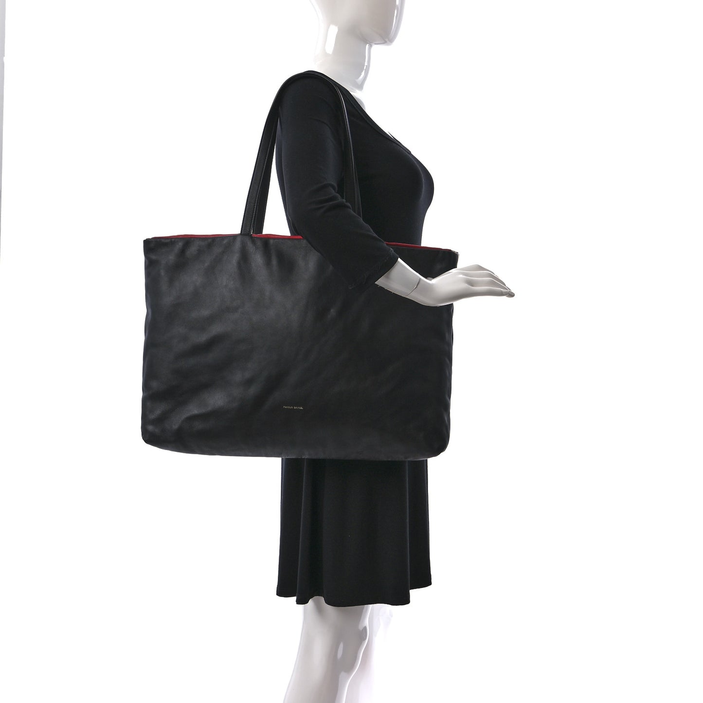 Calfskin Reversible Pillow Tote Black Flamma