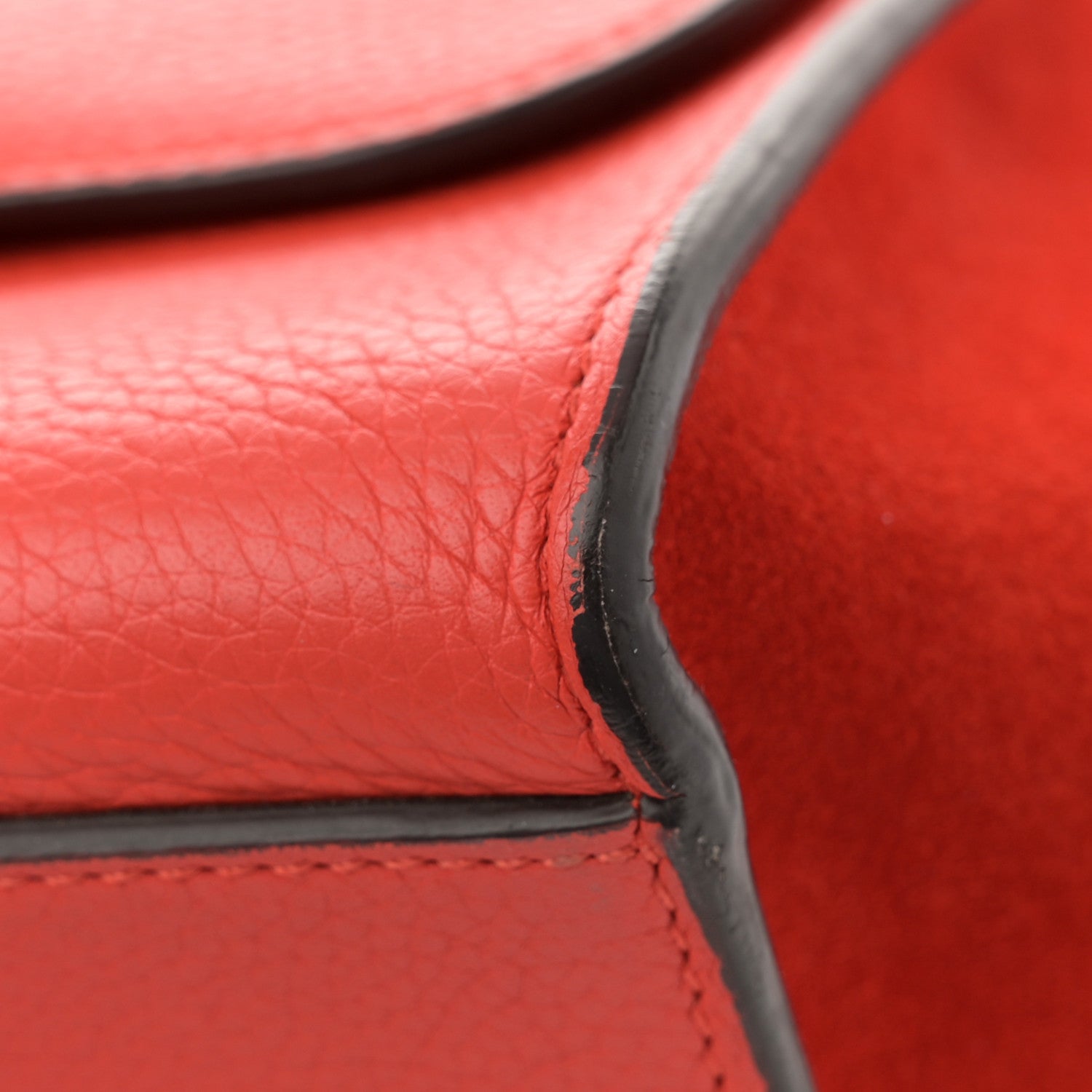 Celine Drummed Calfskin Suede Medium Trapeze Vermillion 16 of 17