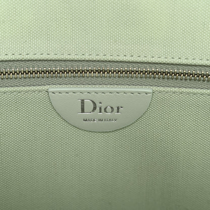 Christian Dior Cotton Toile De Jouy Clover Embroidered Dior Medaillon Medium Book Tote With Strap Verde Multicolor 6 of 12