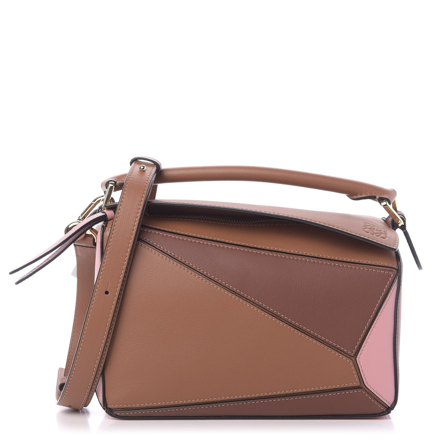 Calfskin Small Puzzle Bag Tan Medium Pink