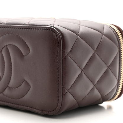 Chanel Lambskin Quilted Small Top Handle Vanity Case With Chain Dark Brown 9 of 10