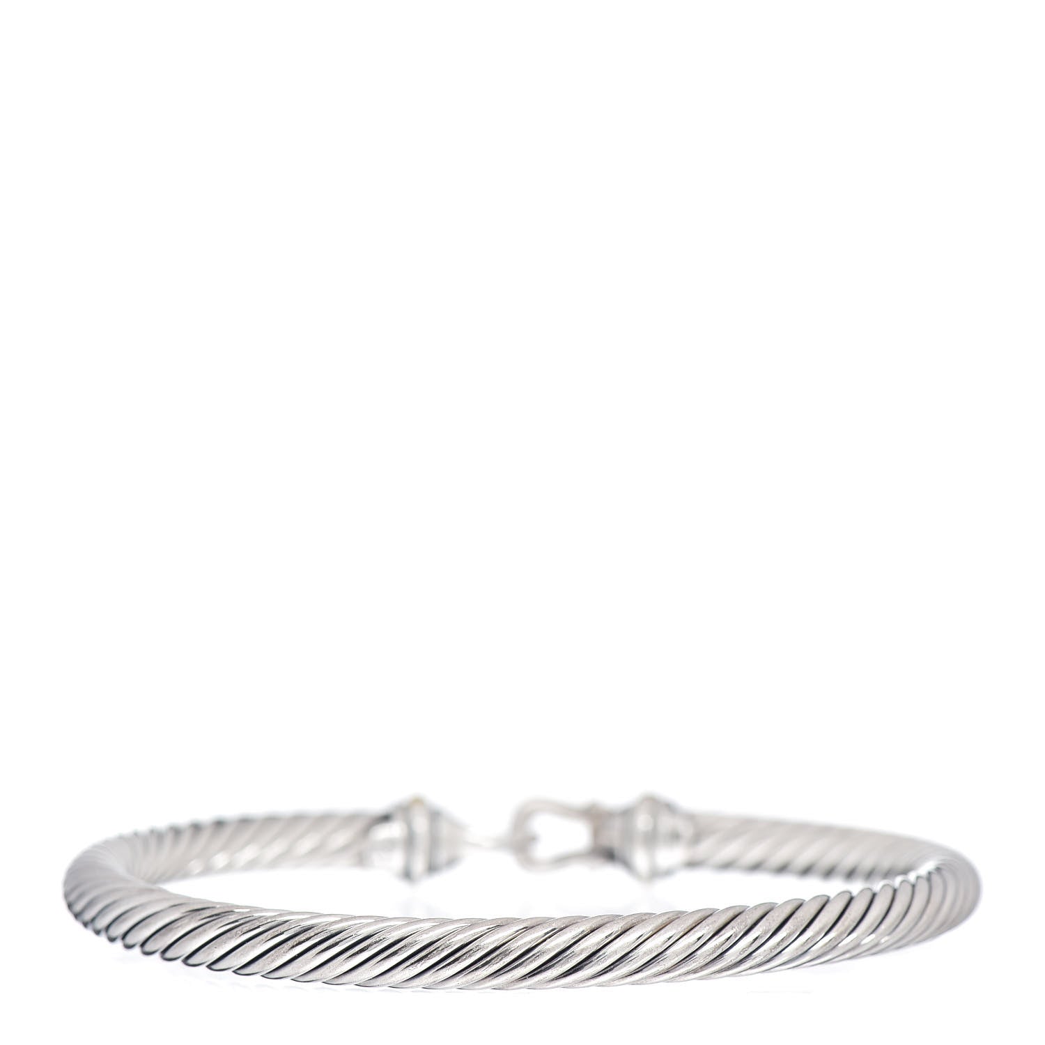 David Yurman Sterling Silver 18K Yellow Gold 5mm Cable Classic Buckle Bracelet 3 of 4