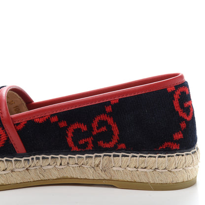 Gucci Terry Cloth GG Monogram Espadrilles 36 Blue Red 9 of 10