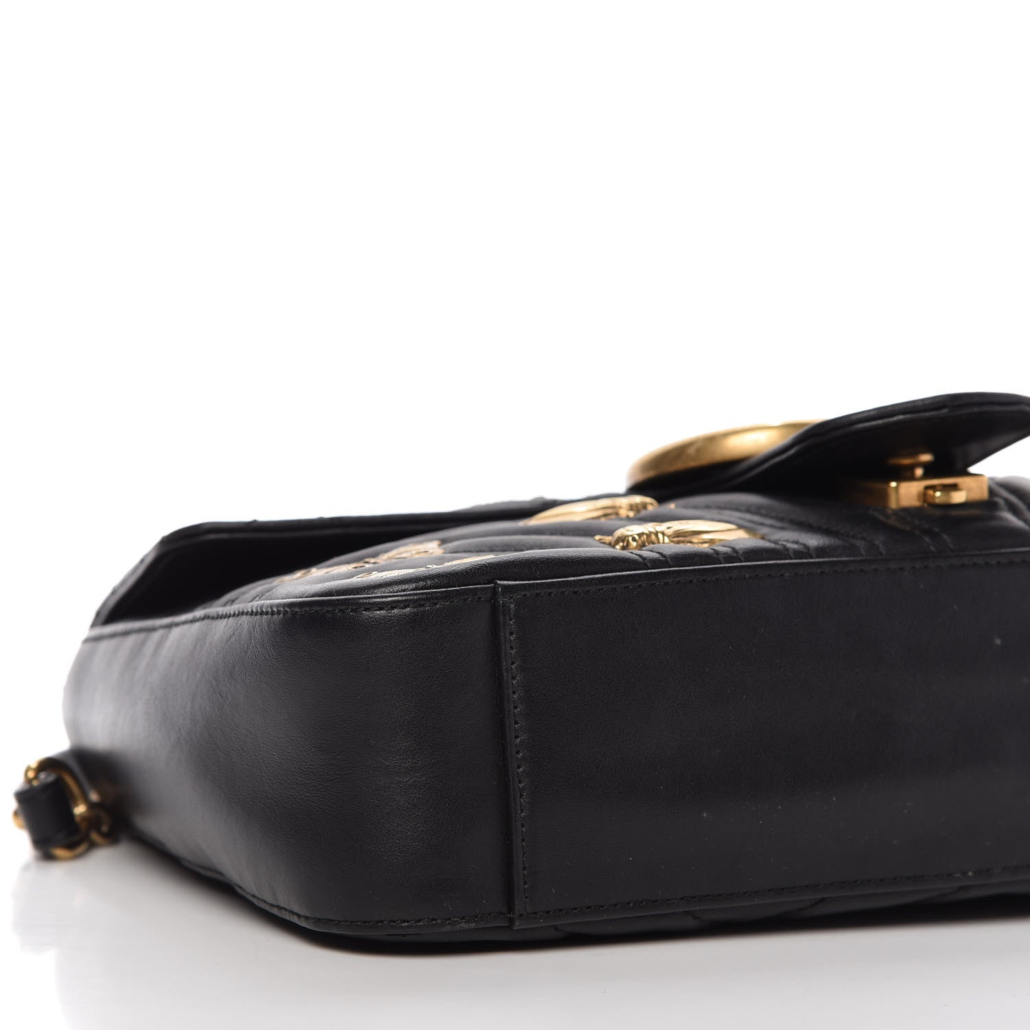 Gucci Calfskin Matelasse Animal Studs Medium GG Marmont Shoulder Bag Black 6 of 10