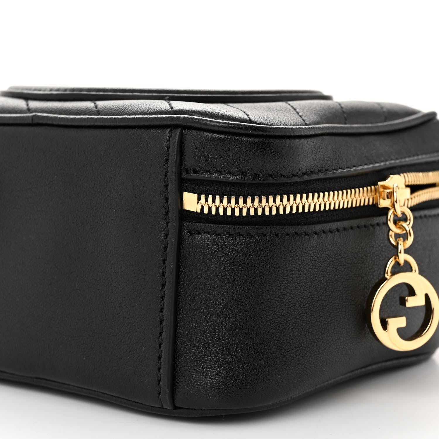 Gucci Sakai Be Green Calfskin Diagonal Stitched Blondie Top Handle Bag Black 9 of 9