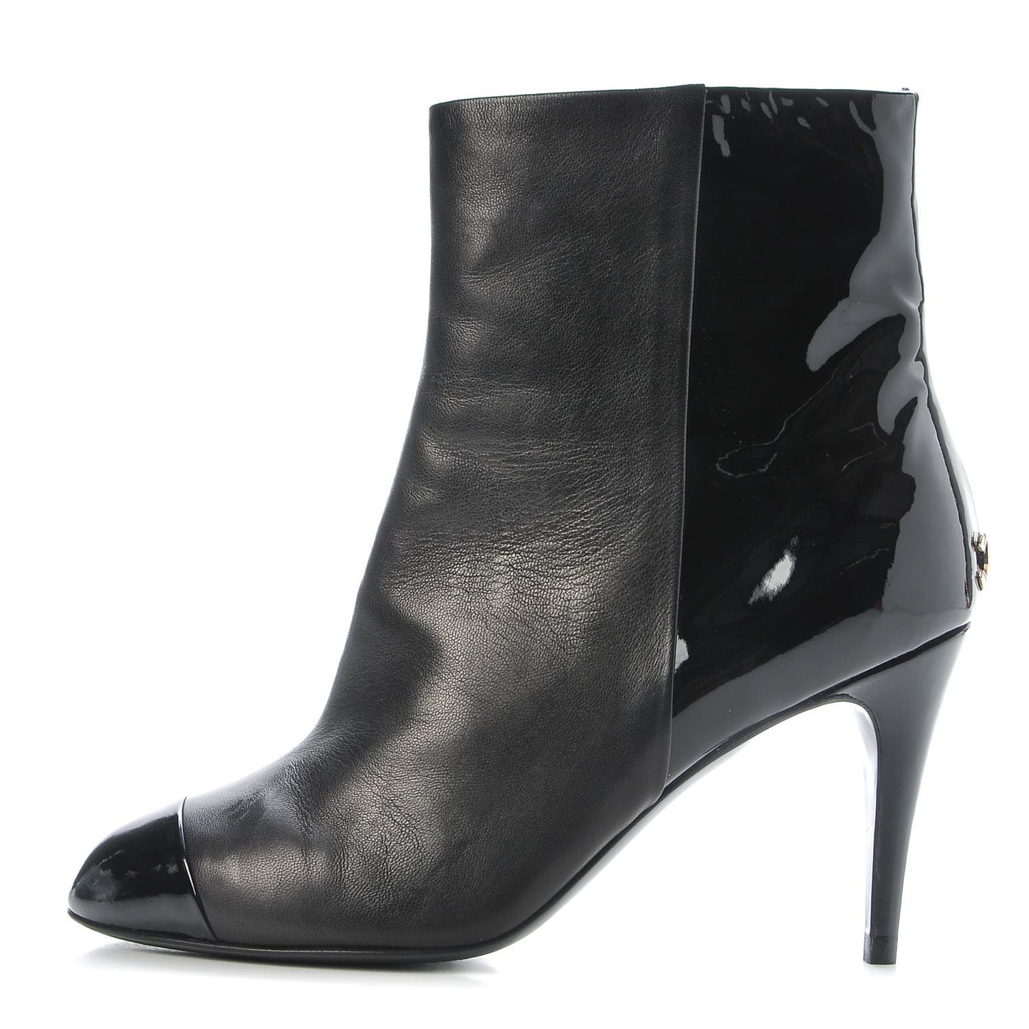 Patent Lambskin Cap Toe CC Boots 39 Black