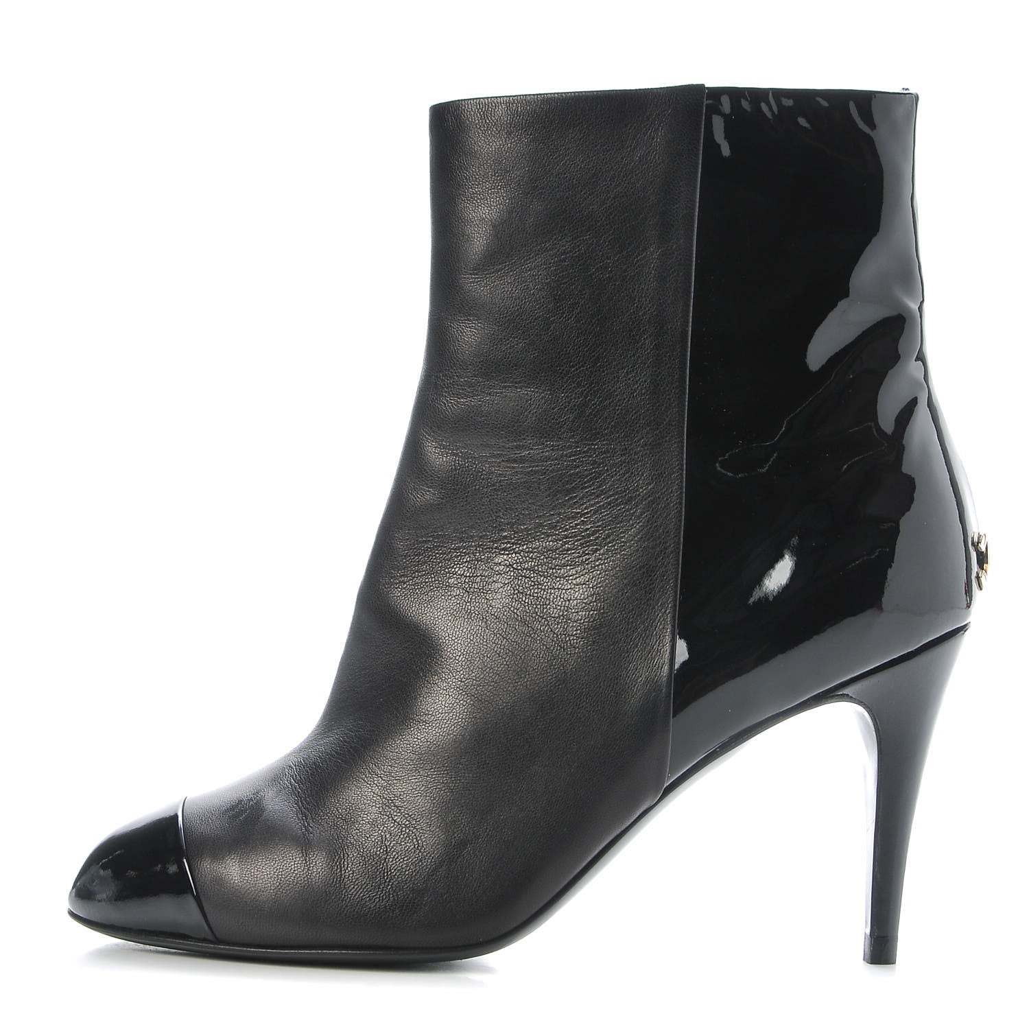 Chanel Patent Lambskin Cap Toe CC Boots 39 Black 1 of 10