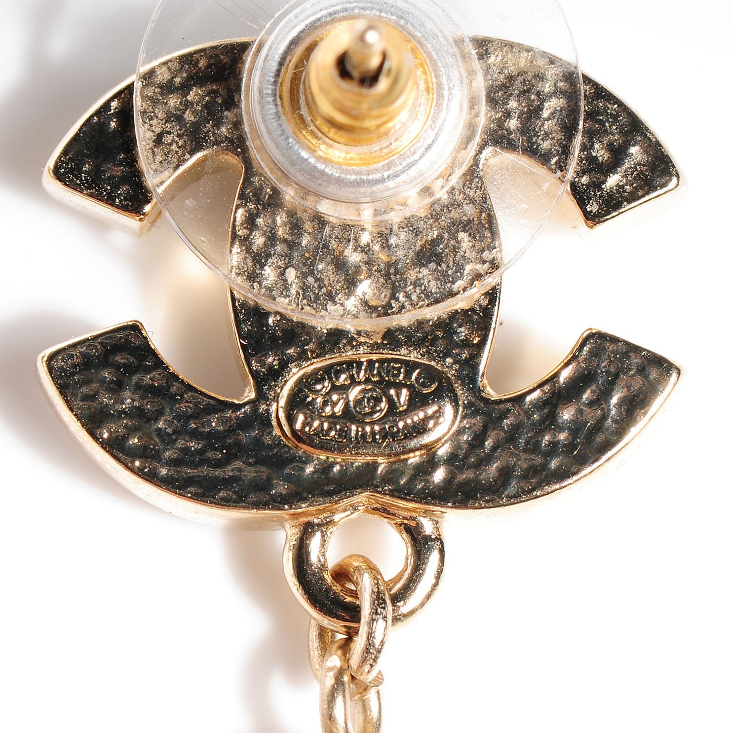 Pearl CC Drop Earrings Gold
