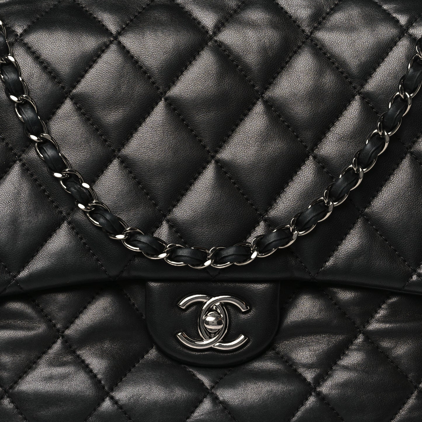Lambskin Quilted Chanel 3 Maxi Flap Bag Black