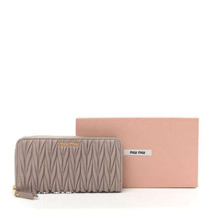 Miu Miu Matelasse Zip Around Wallet Pomice 9 of 9