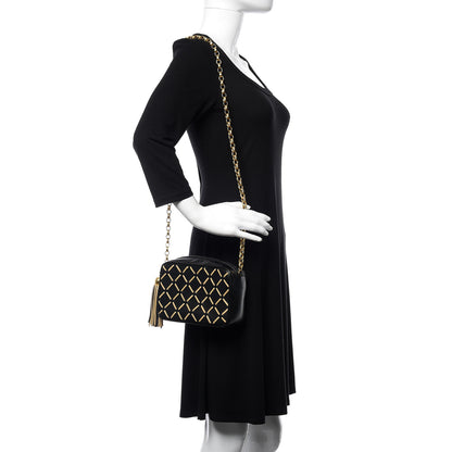 Chanel Lambskin Stitched Tassel Camera Case Black Beige 2 of 13