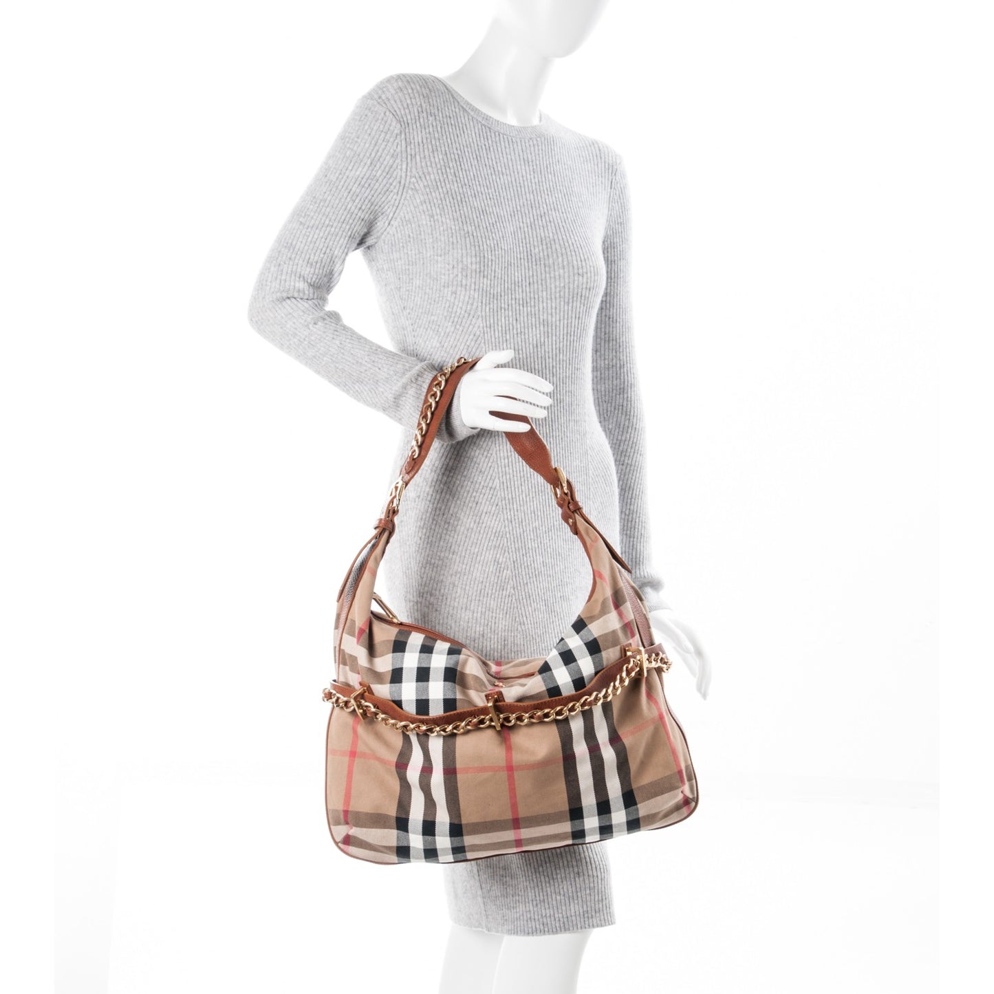 House Check Chain Hobo Tan