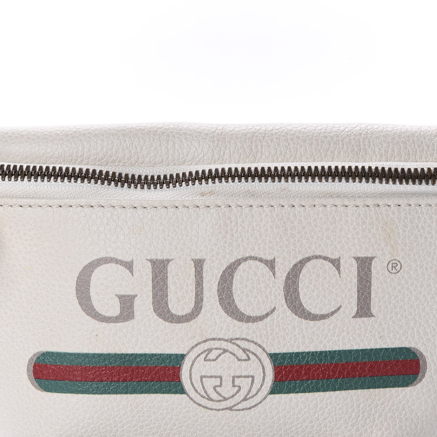 Grained Calfskin Small Logo Belt Bag White