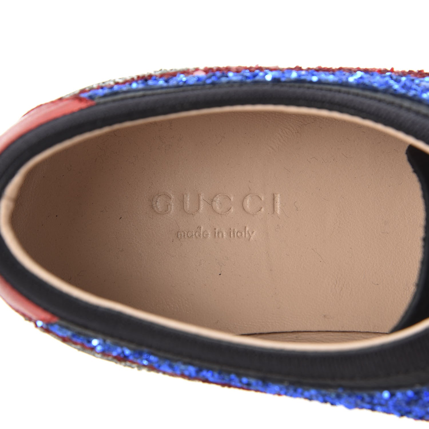Gucci Calfskin Glitter Crystal Womens Sylvie Web Falacer Sneakers 35.5 Black 7 of 11