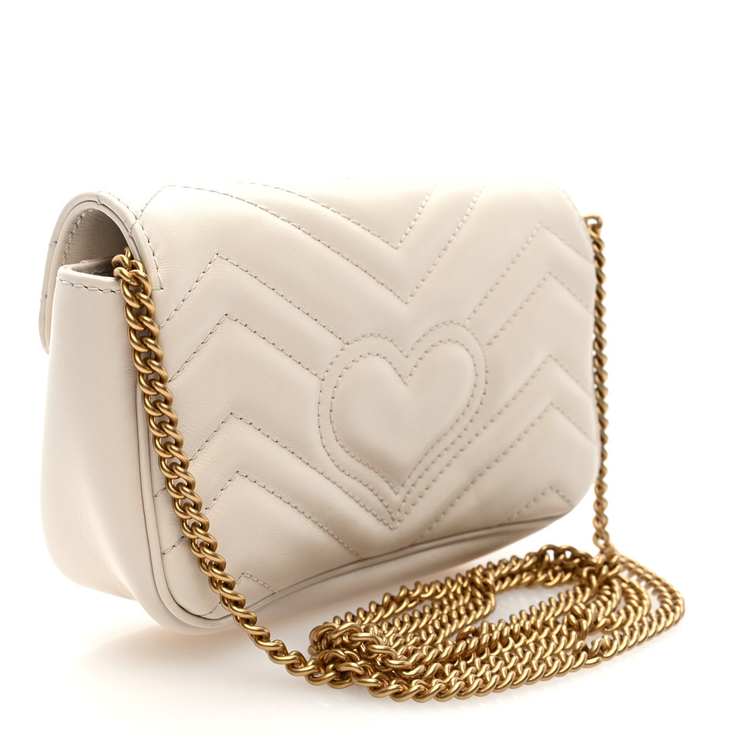 Calfskin Matelasse Super Mini GG Marmont Shoulder Bag White