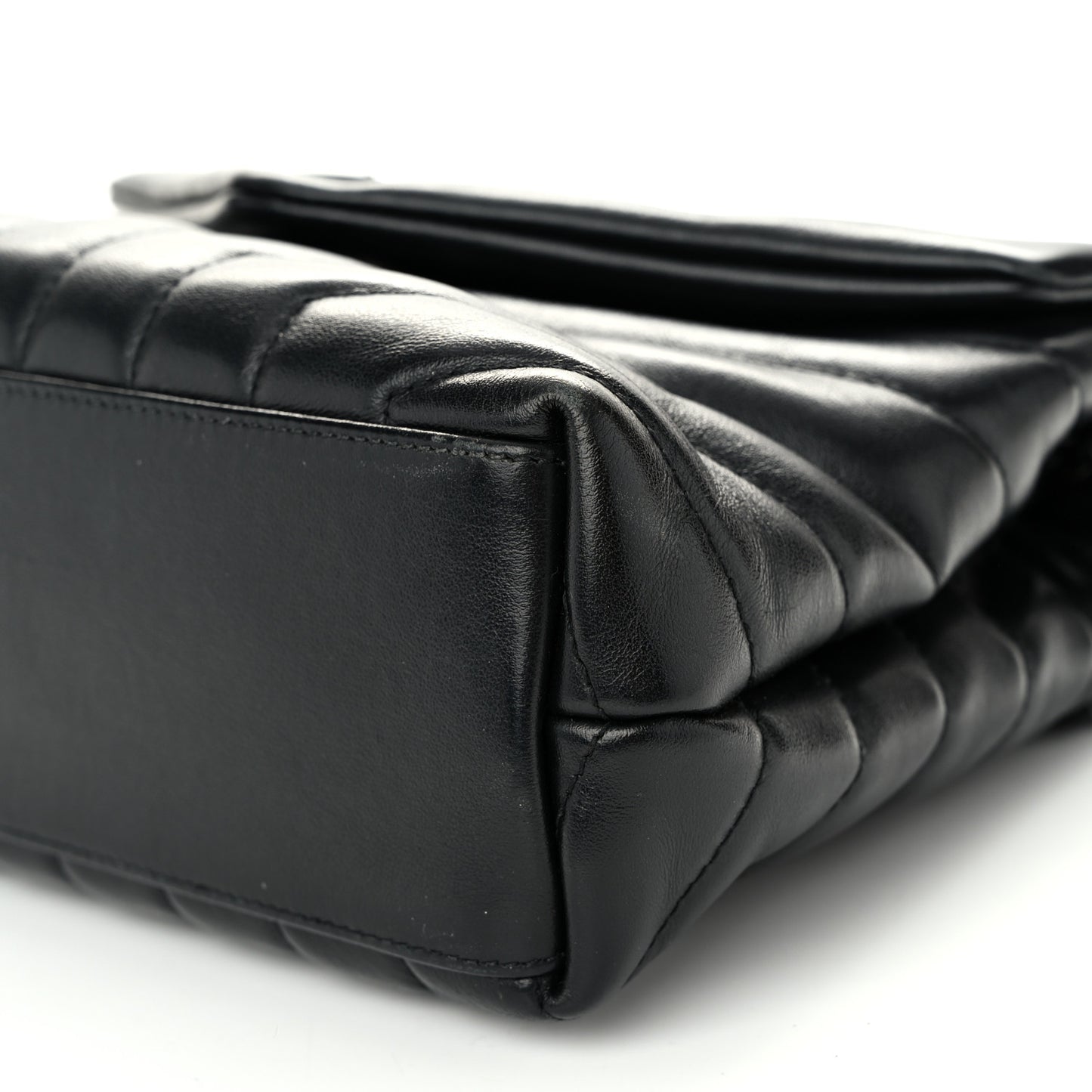 Calfskin Y Quilted Monogram Monochrome Small Loulou Chain Satchel Black