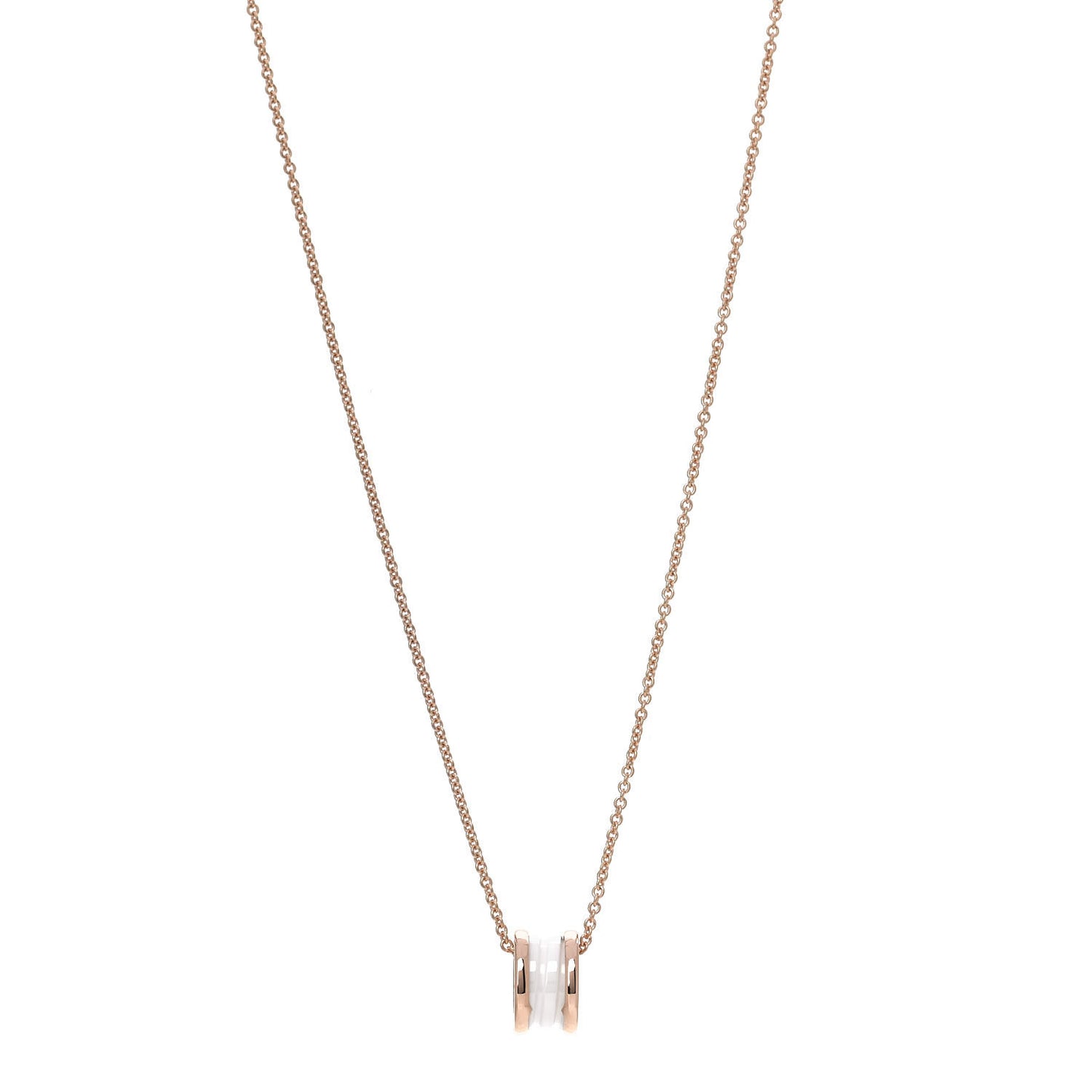 18K Rose Gold White Ceramic B.Zero1 Pendant Necklace