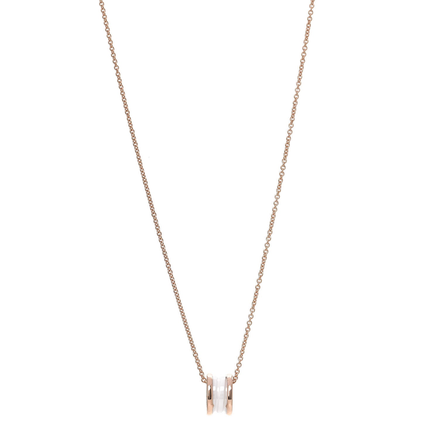 Bulgari 18K Rose Gold White Ceramic B.Zero1 Pendant Necklace 1 of 7