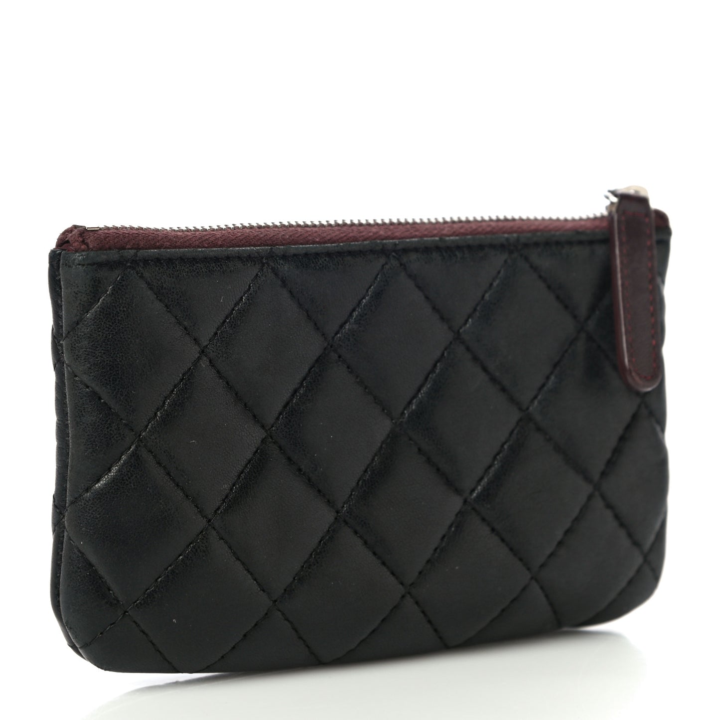 Lambskin Quilted Small Cosmetic Case Black