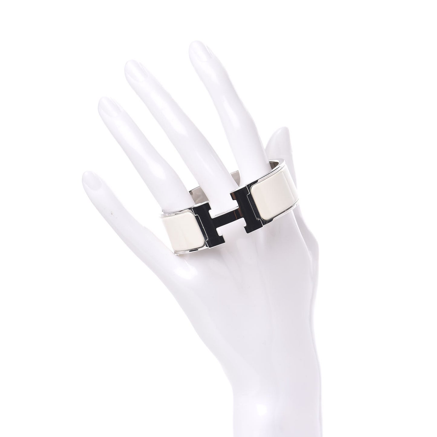 Enamel Wide Clic Clac H Bracelet PM White