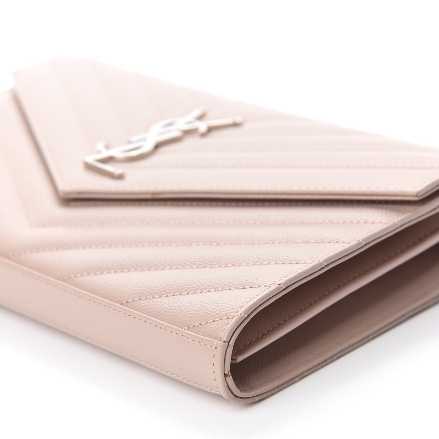 Grain De Poudre Matelasse Chevron Monogram Chain Wallet Pale Pink