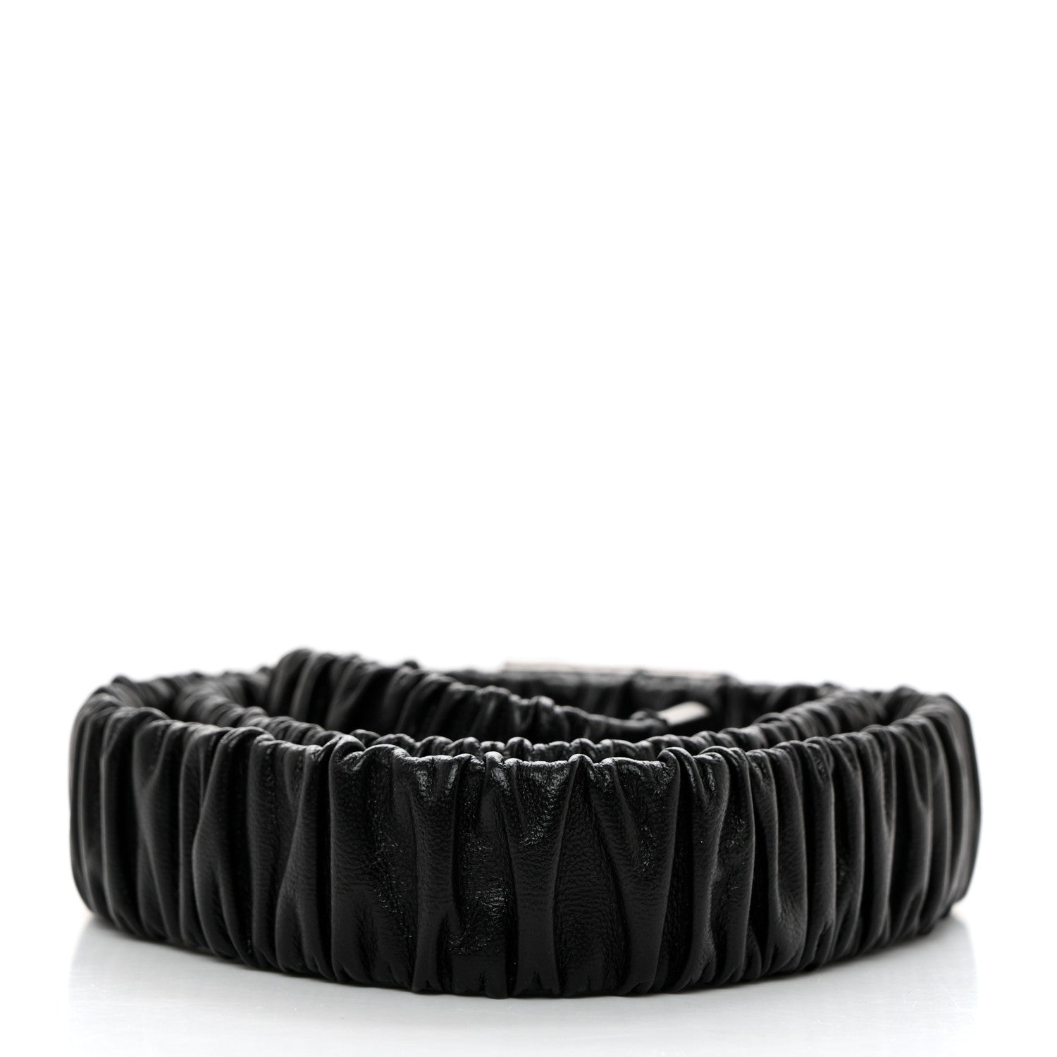 Chanel Ruched Calfskin Crystal CC Turnlock Belt 90 36 Black 2 of 5