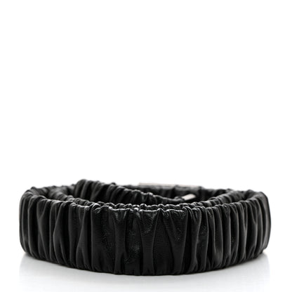 Chanel Ruched Calfskin Crystal CC Turnlock Belt 90 36 Black 2 of 5