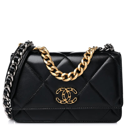 Chanel Lambskin Quilted Chanel 19 Wallet On Chain WOC Black 1 of 16