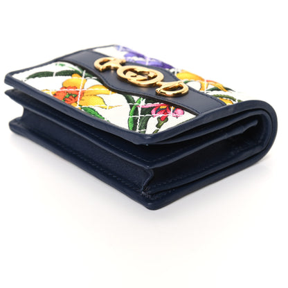 Gucci Canvas Flora Floral Trapuntata Zumi Card Case Wallet Great White Multicolor Blue Agata 8 of 8