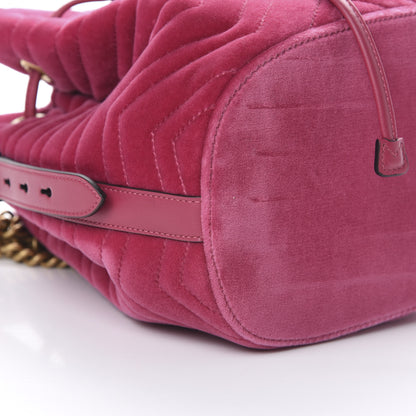 Gucci Velvet Matelasse GG Marmont Bucket Bag Light Raspberry Rose 8 of 10