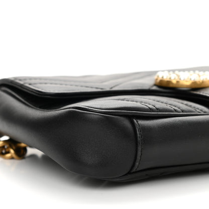 Gucci Calfskin Matelasse Pearly GG Marmont Chain Belt Bag Black 10 of 15