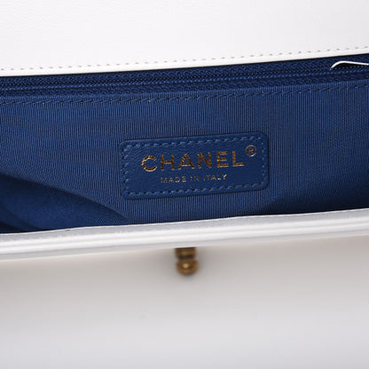 Chanel Sequin Canvas New Medium Cuba Boy Flap White Blue Red 6 of 8