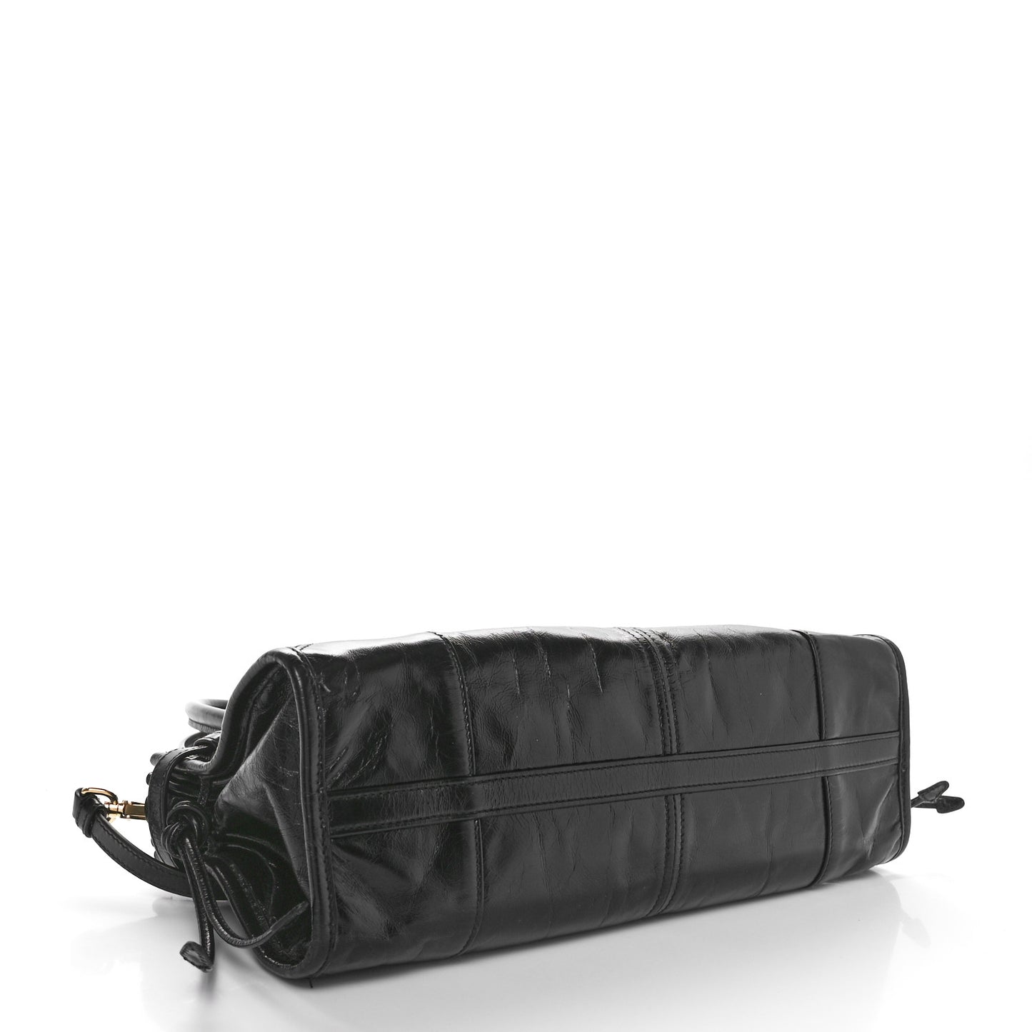 Shiny Nappa Medium Shoulder Bag Black