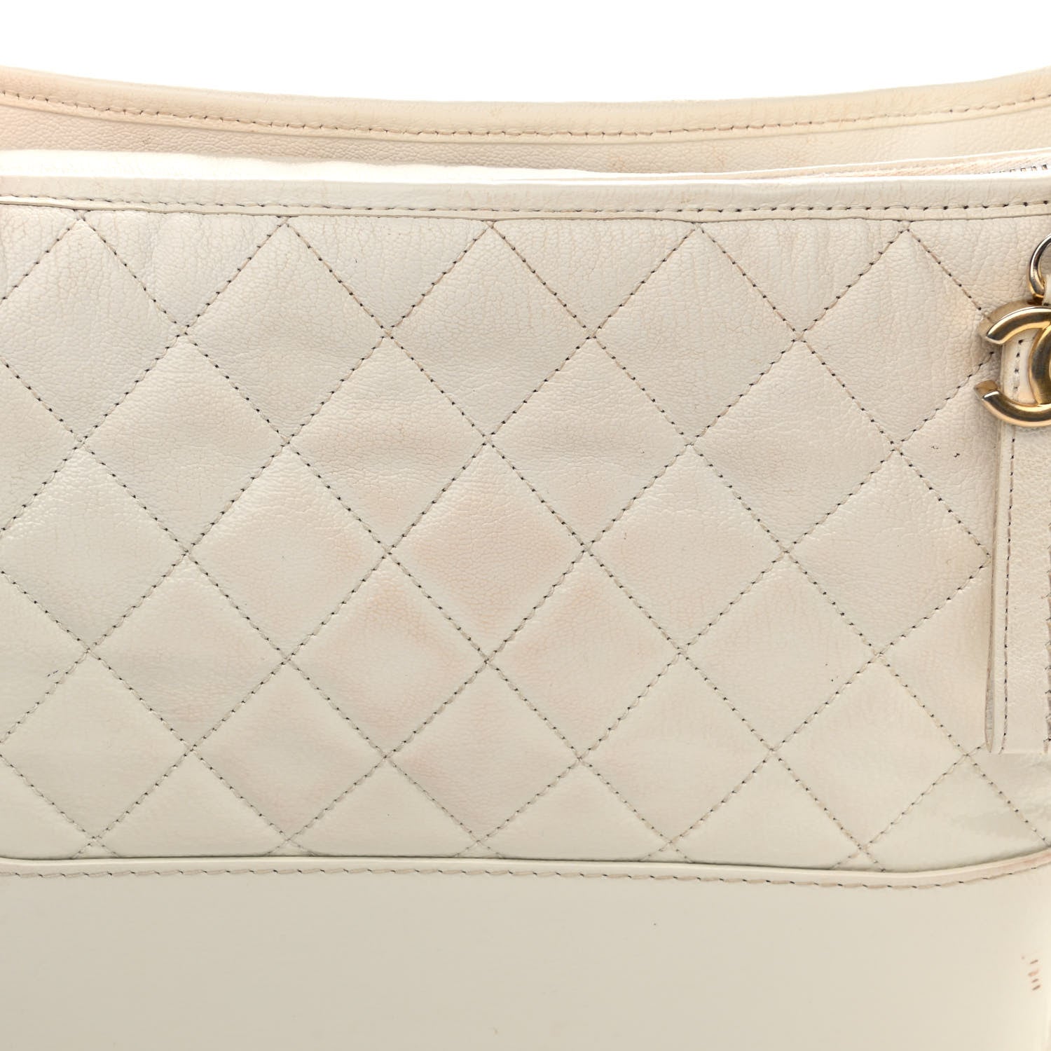 Chanel Patent Goatskin Quilted Medium Gabrielle Hobo White 16 of 16