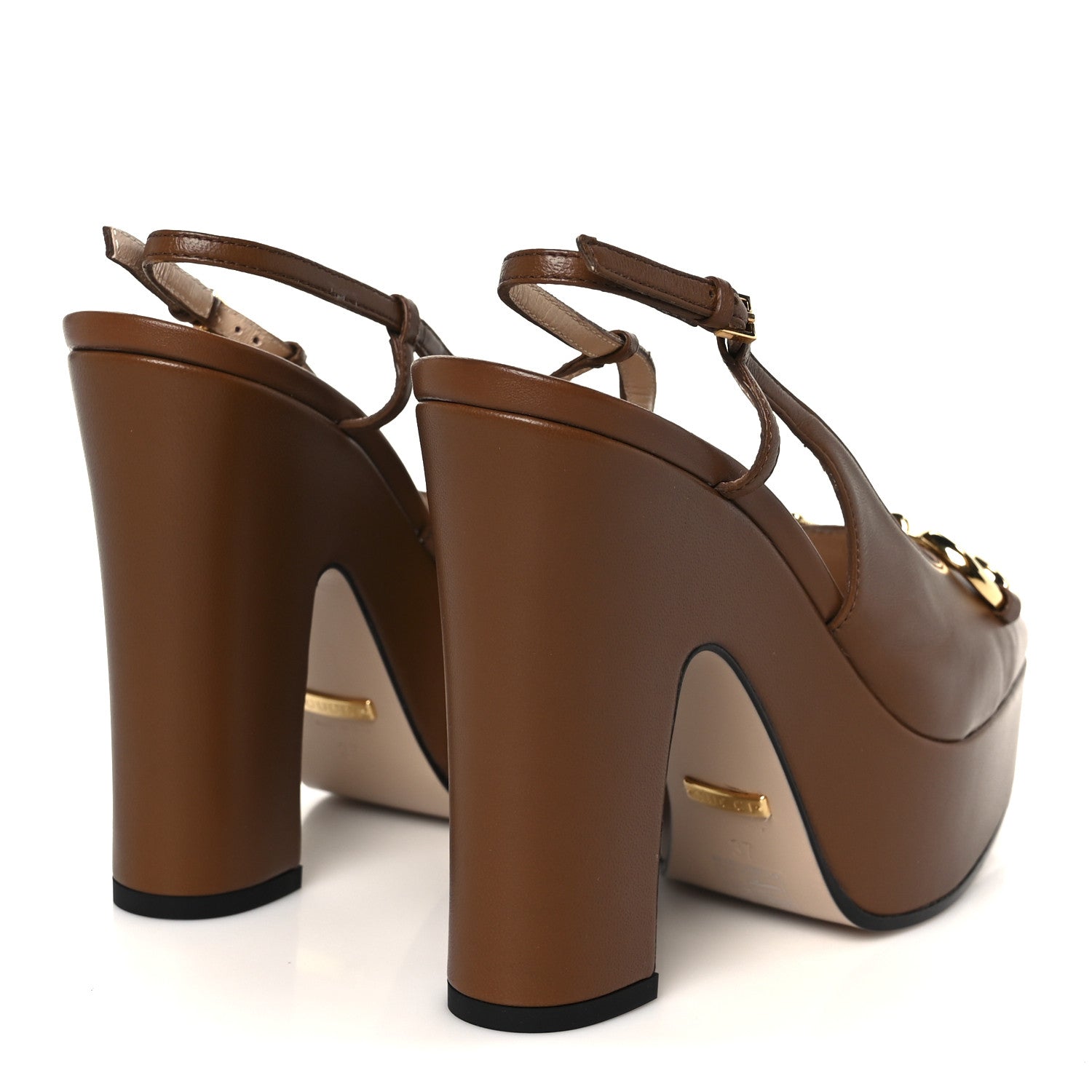 Gucci Nappa Horsebit Platform 35/120mm Slingback Pumps 37 Cuir 5 of 9