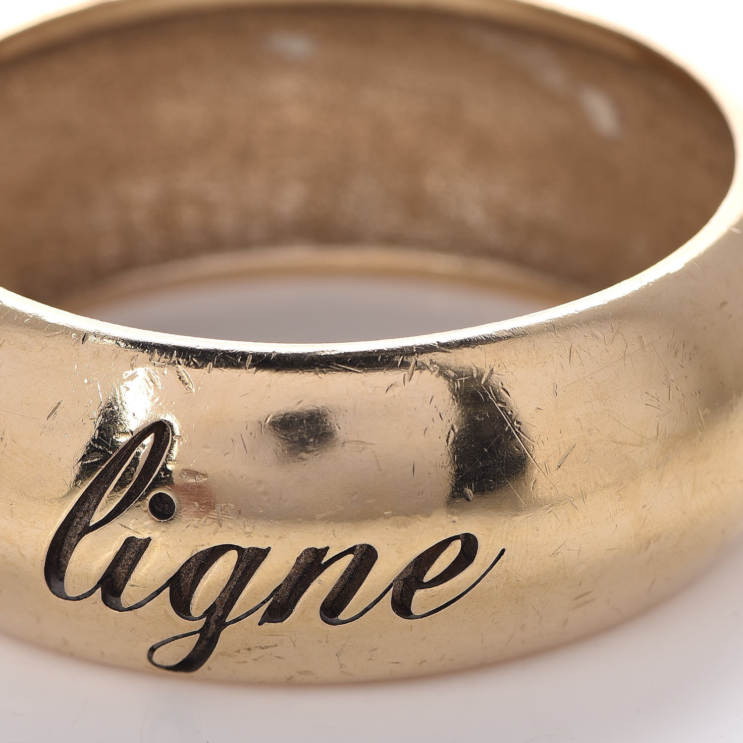 Chanel Wide L'Elegence French Quote Bangle Gold 4 of 6