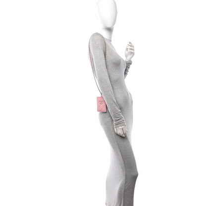 Chanel Lambskin Quilted Chanel Card Holder On Chain Pink 2 of 12