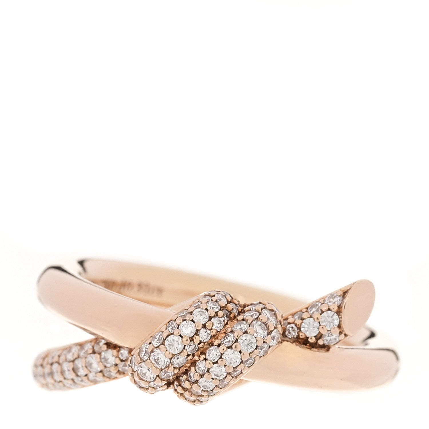 Tiffany 18K Rose Gold Diamond Double Row Knot Ring 50 5.25 1 of 4