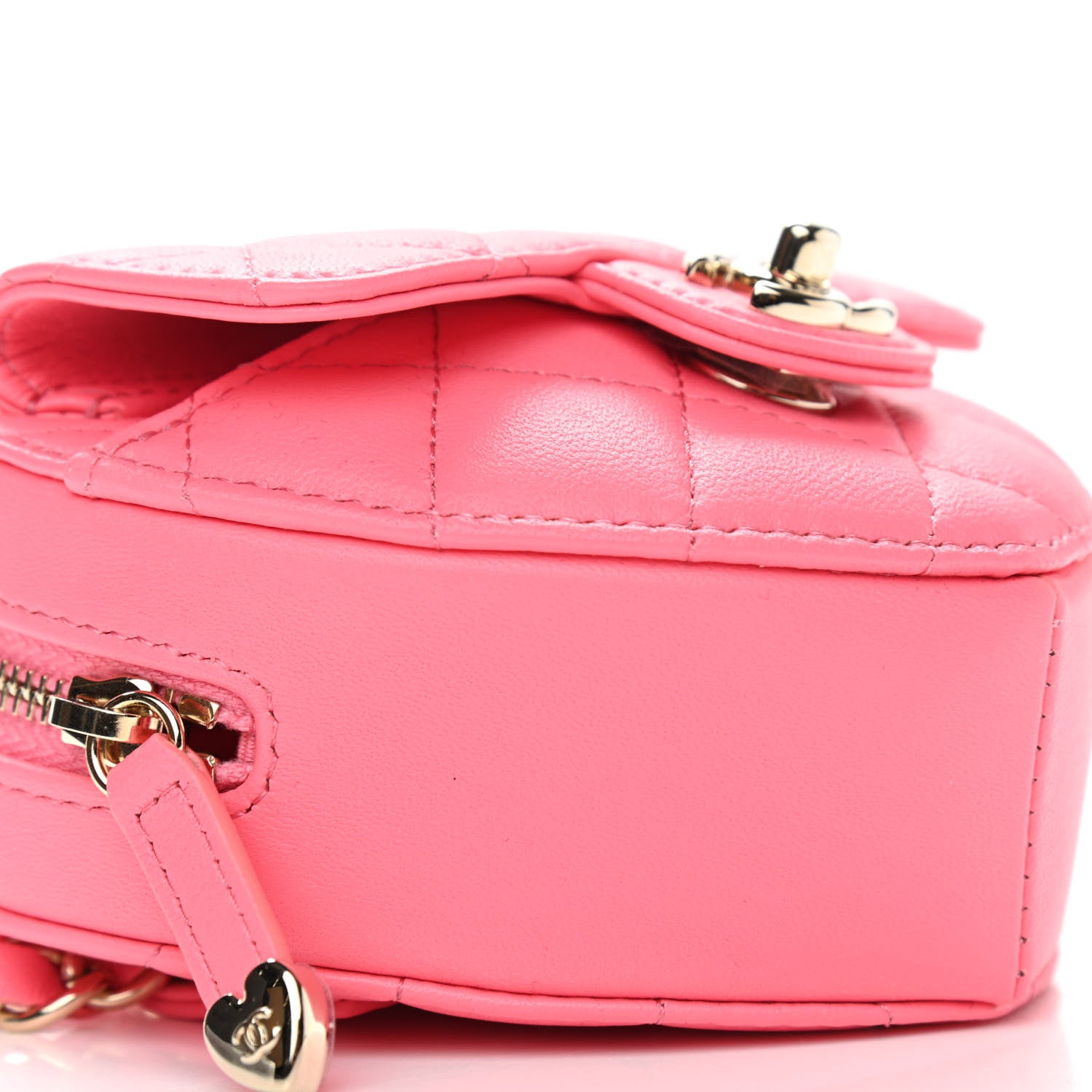 Chanel Lambskin Quilted CC In Love Heart Waist Belt Bag With Chain Pink 9 of 11