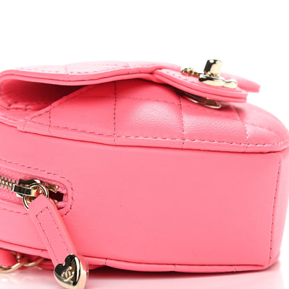 Chanel Lambskin Quilted CC In Love Heart Waist Belt Bag With Chain Pink 9 of 11