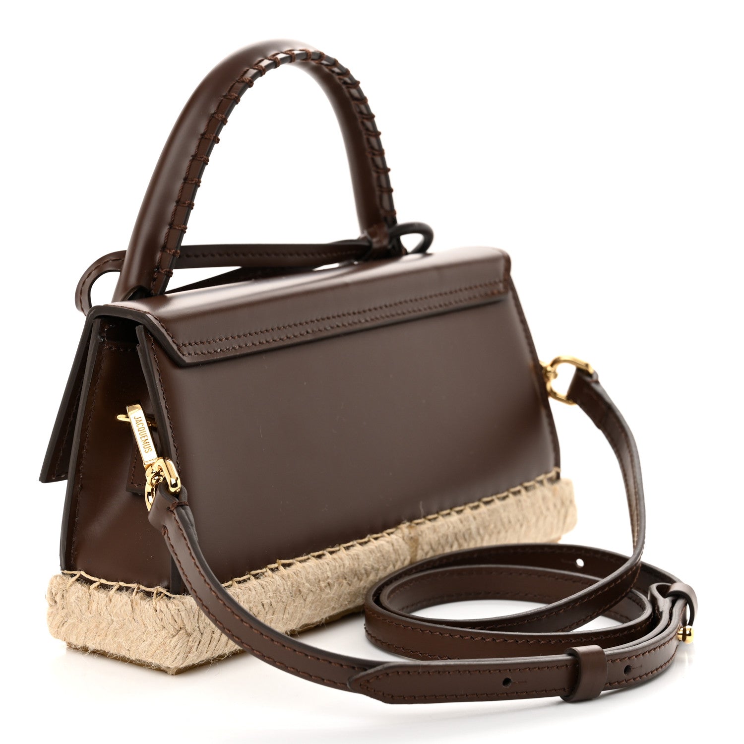 Jacquemus Calfskin Raffia Le Chiquito Long Cordao Brown 1738791