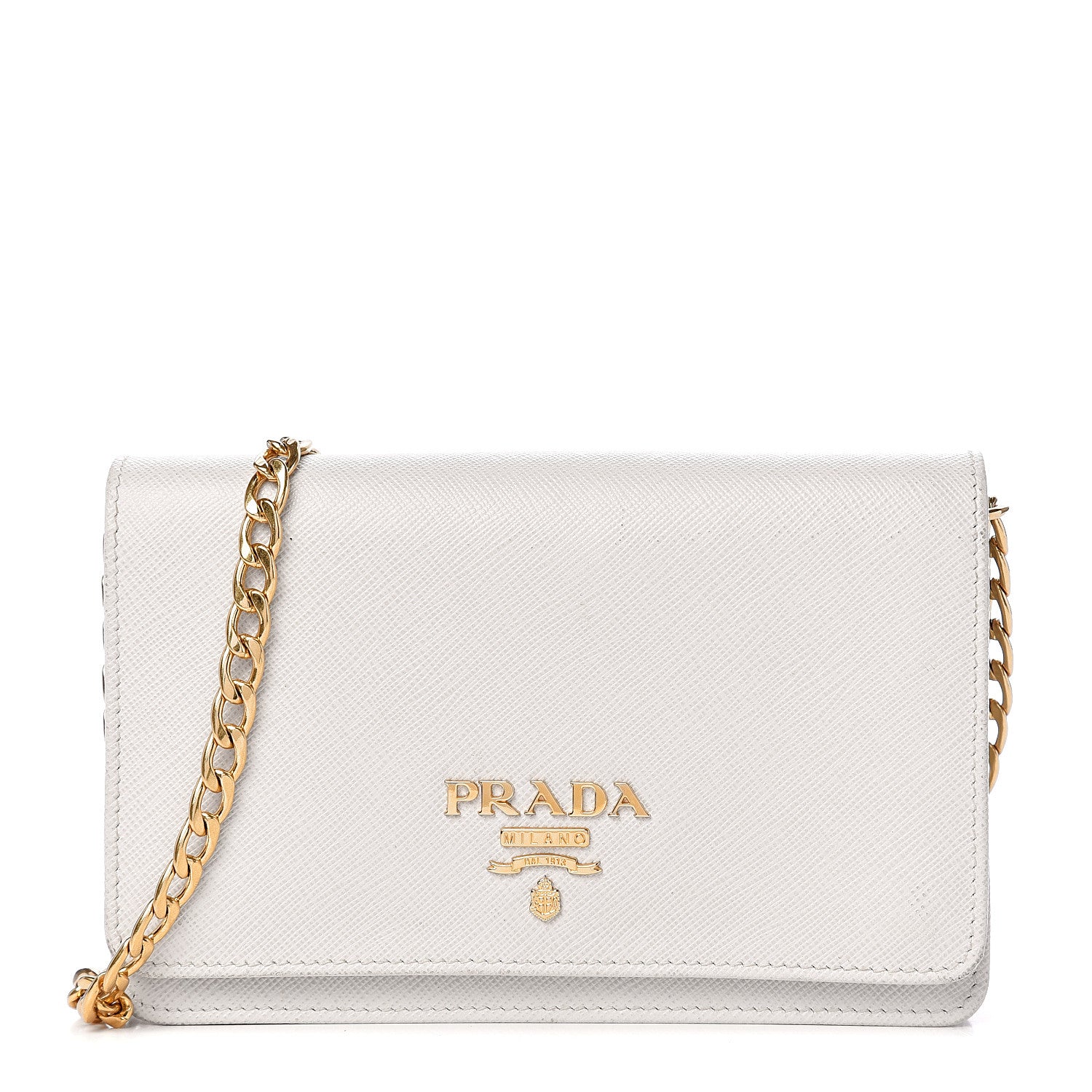 Prada Saffiano Lux Chain Wallet White 1 of 11
