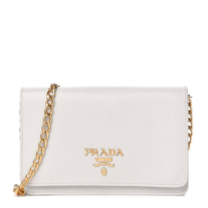 Prada Saffiano Lux Chain Wallet White 1 of 11
