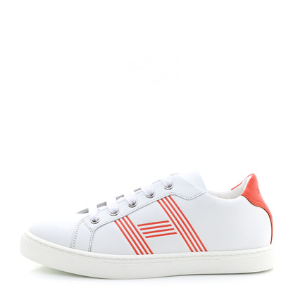 Hermes Calfskin Womens Advantage Sneakers 36.5 White Orange 1 of 9